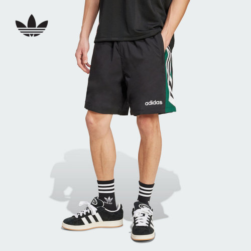 adidas阿迪达斯90年代足球风五分裤2025秋男速干梭织短裤 JX3077