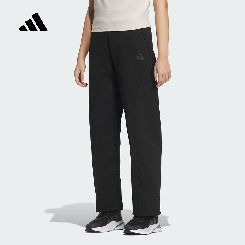 adidas阿迪达斯休闲直筒裤2025秋女士弹力后腰针织长裤子JZ1661