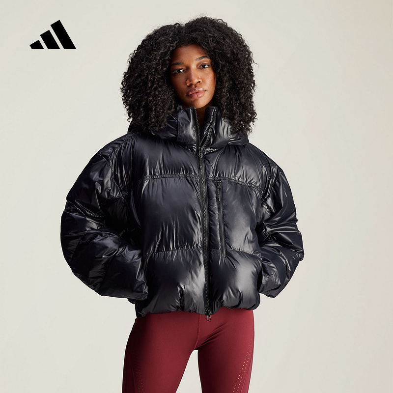 adidas阿迪达斯可拆卸连帽面包服棉袄2025冬女Stella短棉服IW9842