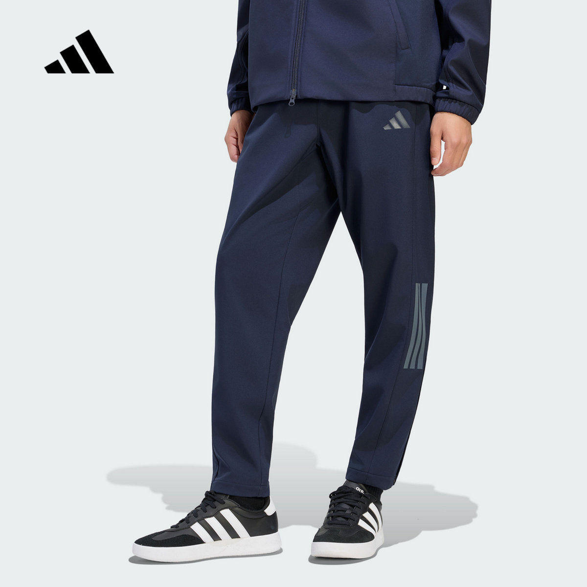 adidas阿迪达斯修身运动裤2026冬男户外跑步健身梭织长裤 KW3373