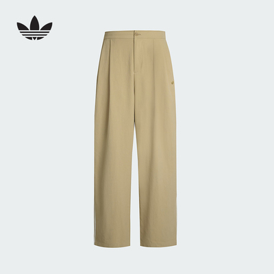 adidas阿迪达斯三叶草垂坠感宽松亚麻运动裤25秋男梭织长裤KE5838