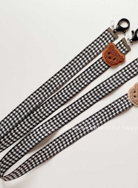 口罩链黑白防丢耳机线挂绳笑脸紫