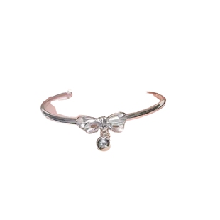 银色气质银镯子蝴蝶结铃铛手镯新款轻奢白铜2024小香风