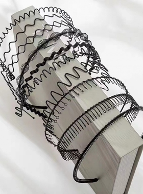 韩国洗脸常备 发饰小波浪发箍 发夹 铁钢黑色头箍