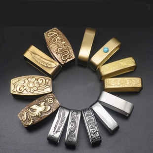 黄铜皮带圈方环裤带男式圈3.5-4.0CM实心铜复古配件