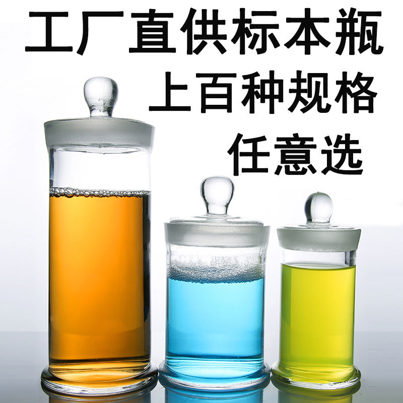 玻璃大本瓶高硼硅植物展示耐酸碱储存病理磨砂广口密封带盖器皿