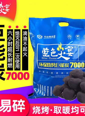 蓝色火宴焰烟环保蓝碳炭球家用取暖室内烤火烧烤20斤耐燃巨能