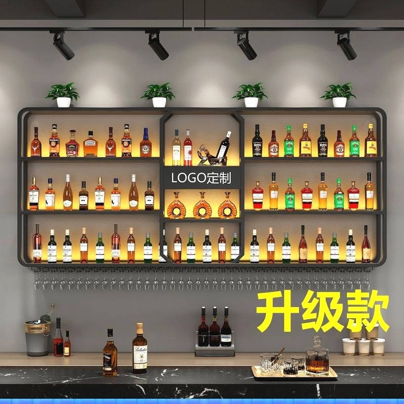 酒吧酒架酒柜g挂墙面置物架餐厅墙上铁艺展示红酒壁挂式工业风酒