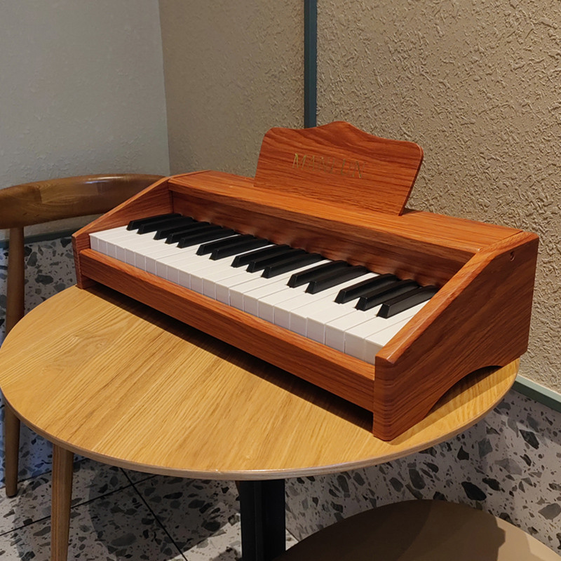 曼伦儿童钢琴迷你电子琴37键木质玩具小钢琴男女孩初学宝宝礼物