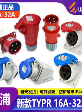 威浦TYPR231工业插头16A32A航空插座3芯明装暗装移动式防水连接器