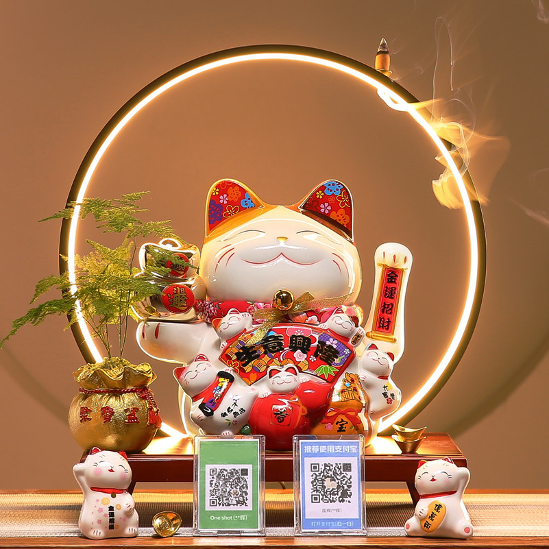 招财猫摆件创意特大号店铺收银台自动摇手发财猫家居装饰开业送礼