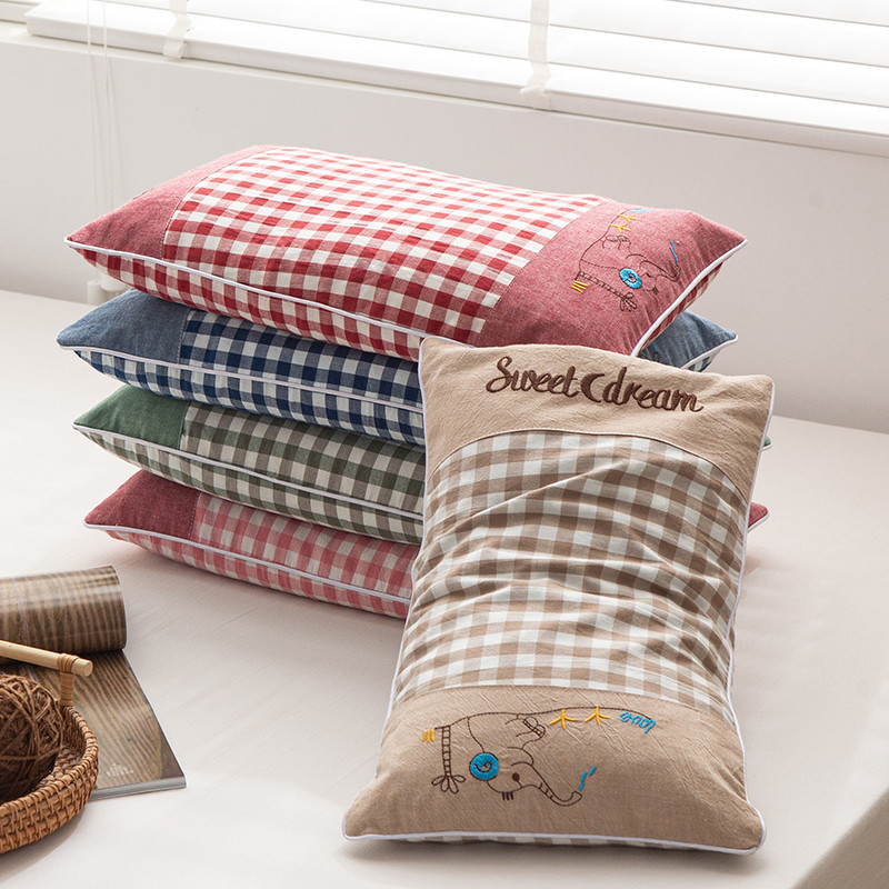 枕头护颈椎助睡眠全棉水洗棉荞麦儿童家用枕芯不塌陷不变形单个装