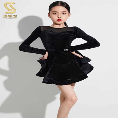 尚裁艺少儿拉丁舞练功服女童大摆裙表演专业套装高端秋冬新款2024