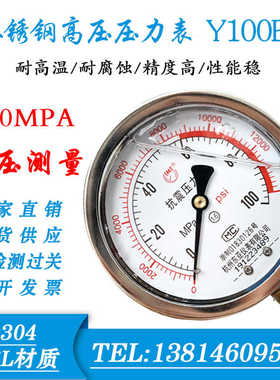 耐震压力表YN100 抗震表 100mpa 14000psi 高压压力表 杭州东亚