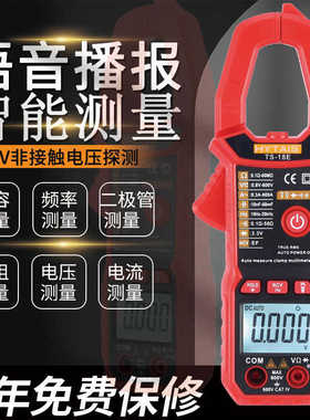 智能语音钳形表电流表高精度数字万用表TS18钳表全自动防烧傻瓜式