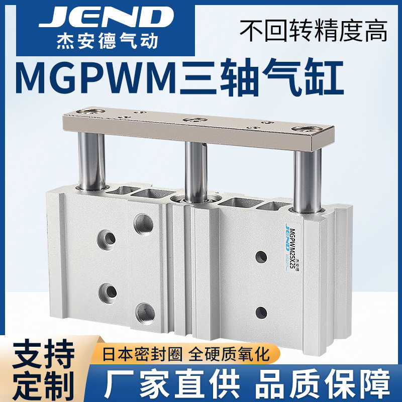气动宽型带导杆气缸MGPWM20/25/32/40-25-50-75-100-150-175-200