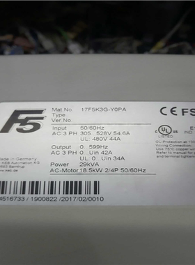 17F5K3G-Y0PA科比变频器，九九成新，功能包好。(崽崽配件）