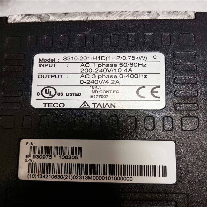 【汇生】东元变频器S310-201-H1D，0.75KW 220V，【议价】