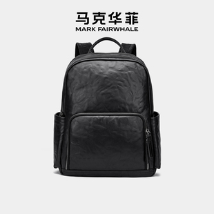 Mark Fairwhale/马克华菲时尚真皮双肩包男通勤大容量出差旅行包