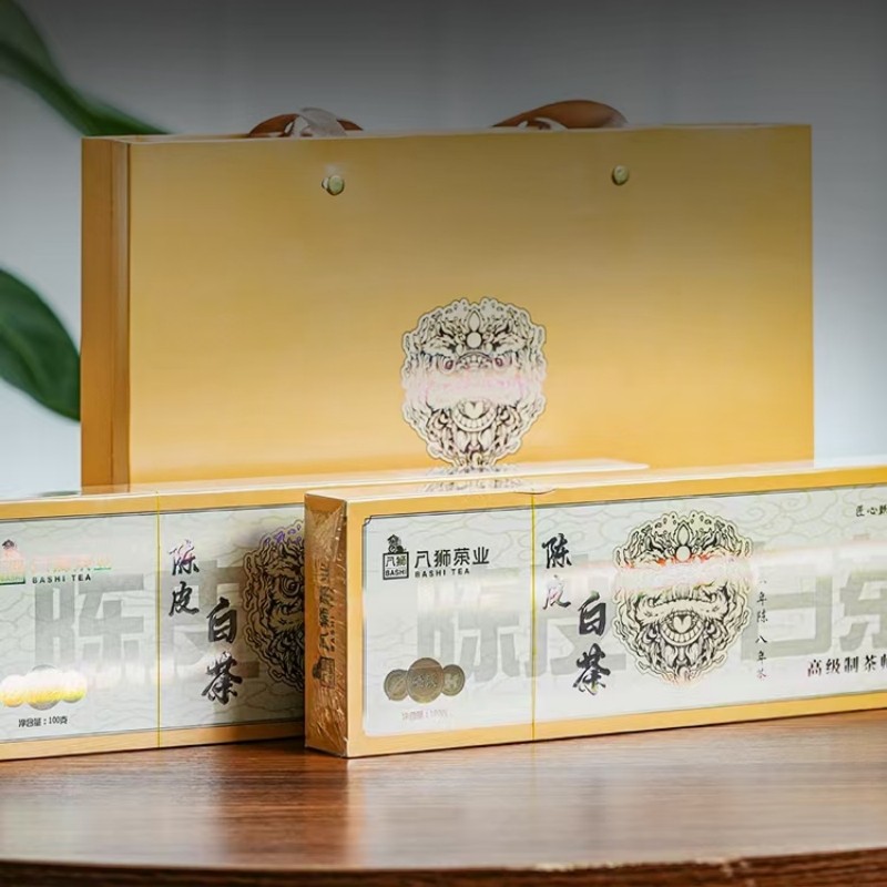 八狮陈皮白茶新会陈皮福鼎白茶礼盒装烟条压缩茶饼独立小包装寿眉