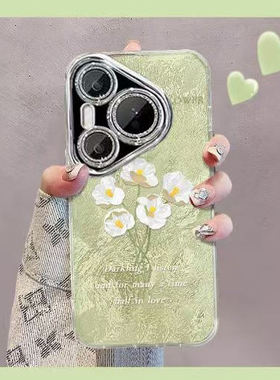适用于华为pura70pro手机壳春夏新女款p60pro白色花束p50pro锡纸冰川纹p40pro全包镜头膜30高级感创意防摔套