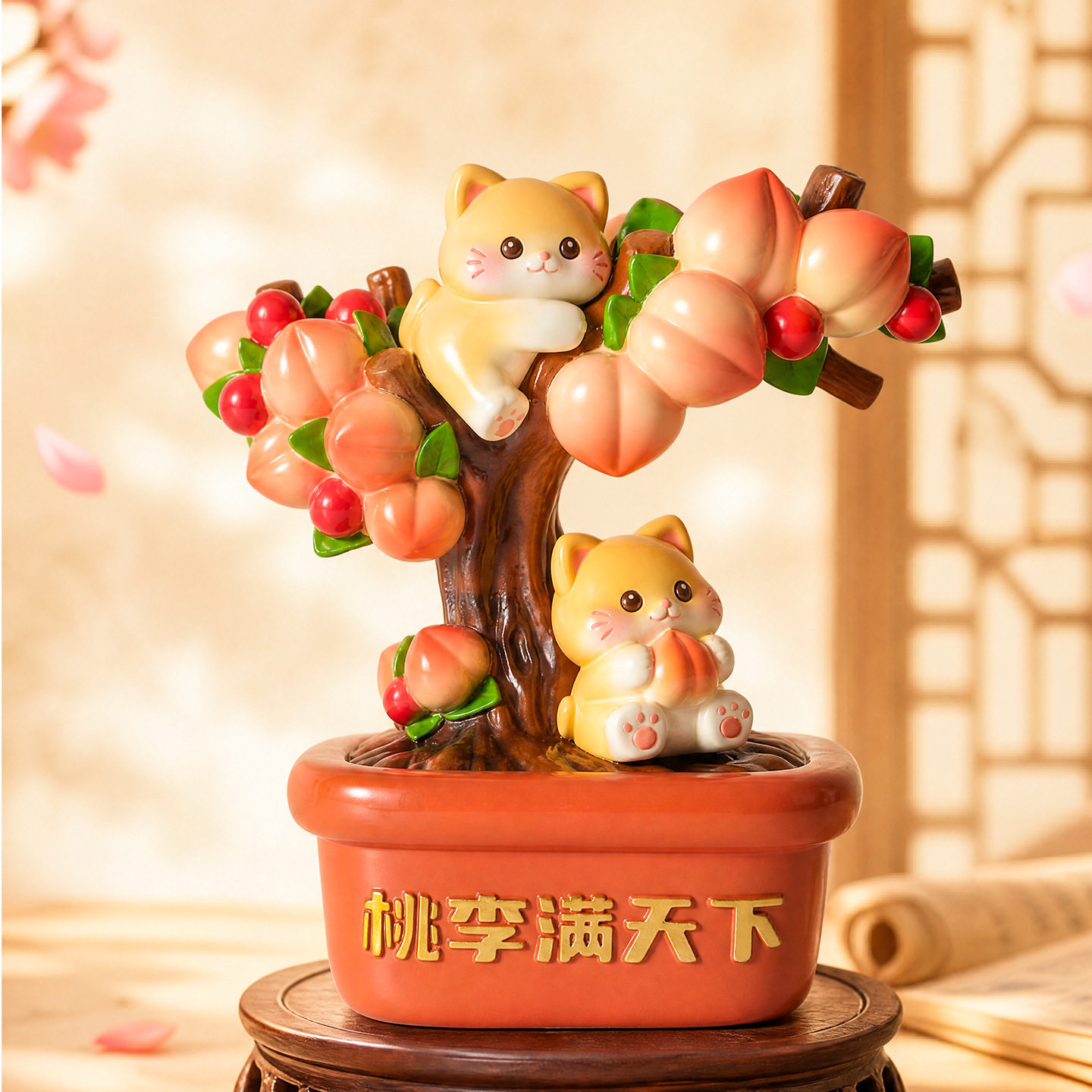教师节创意招财猫摆件办公室工位
