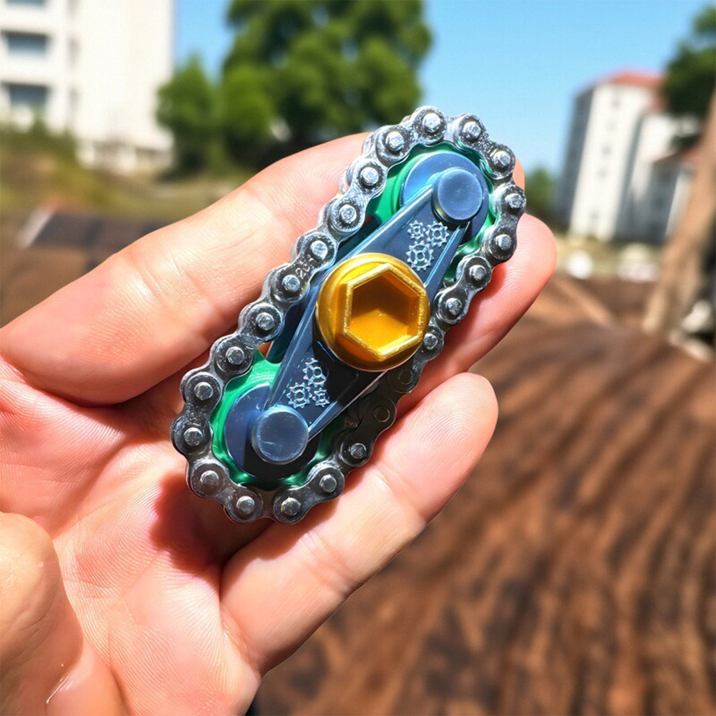 可叠合金齿轮指尖陀螺链条链齿