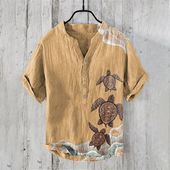 男 loose animal shirt digital neck 宽松V领衬衫 3D动物数码