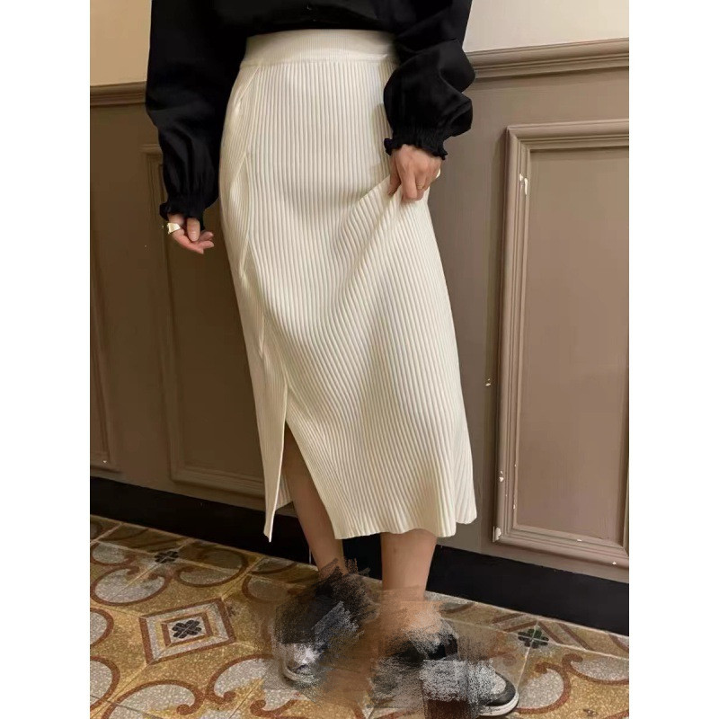 Fried Dough Twists split straight skirt 高腰麻花开叉直筒裙女