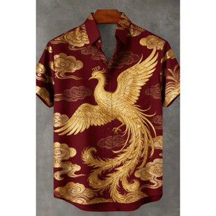 digital 印花立领系扣开衫 shirt short sleeved printed 3D数码