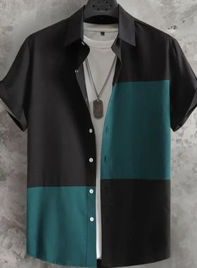 3D digital printed short sleeved shirt男士3D数码印花短袖衬衫