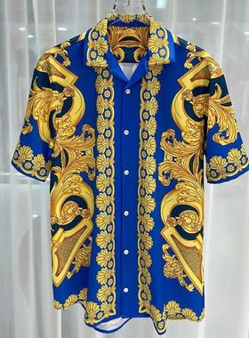 3D digital printed button down shirt3D数码印花休闲纽扣衬衫男