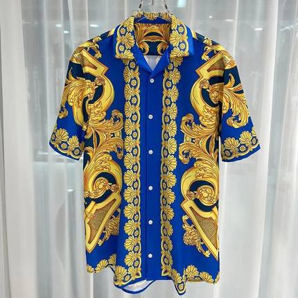 3D digital printed button down shirt3D数码印花休闲纽扣衬衫男