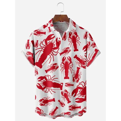 3D digital printed short sleeved shirt3D数码印花短袖系扣衬衫
