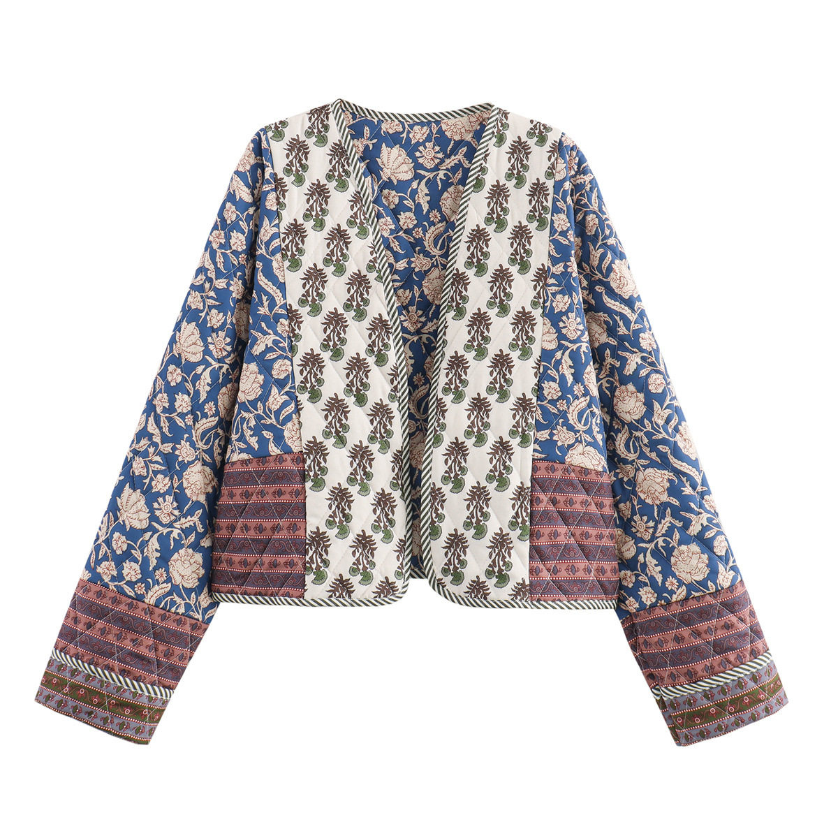 Printed V-neck loose short casual jacket 印花V领宽松短款外套