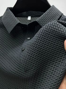 Jacquard collar short sleeved T-shirt休闲提花翻领短袖T恤衫男