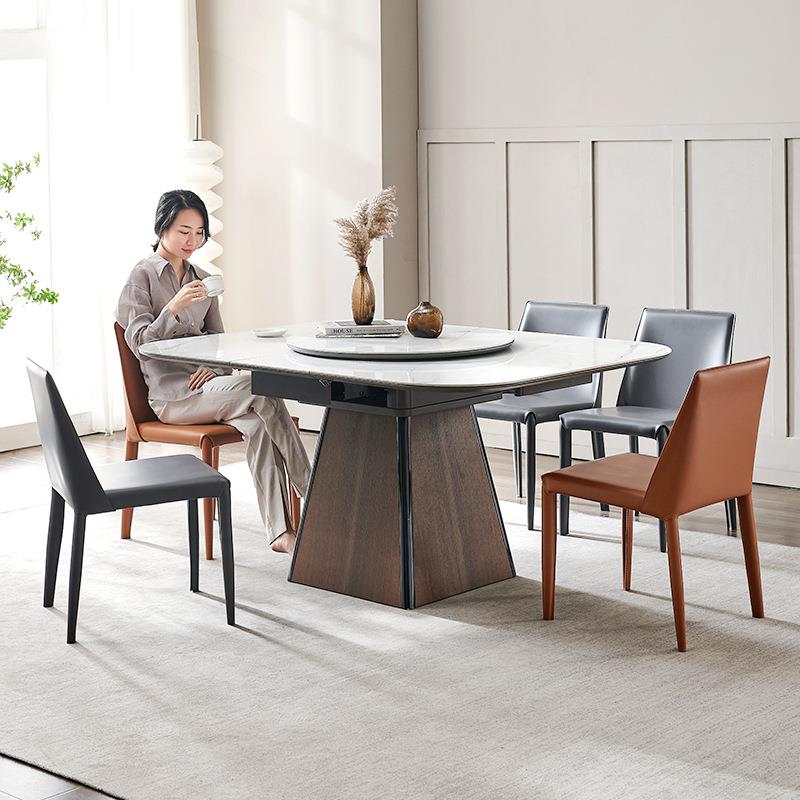 意式板岩伸缩餐桌大气BLY长方形椅组饭转合家用盘桌现代简约