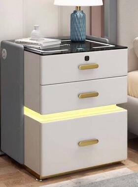 智能床头柜保险箱一体多动新款现简代WCQ约移轻奢功能卧室实木储