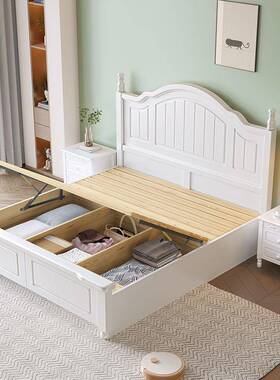 实木床白色韩式美式轻奢CDG实木床人全床公主双床现约代简储物婚