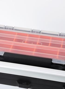 新款金零件盖配手提收纳箱翻五式YVE办公工具箱双层分类件手提箱