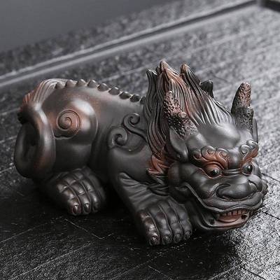 高招档紫貔陶手工财貅茶宠摆SFH件精品茶可养一对茶玩具配件