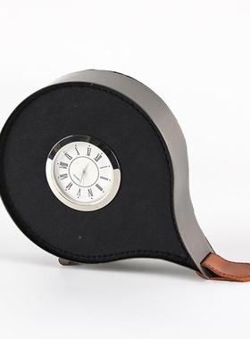 轻奢室QOF皮质属台钟座钟摆件样桌板房软装金饰品卧室办公面时钟