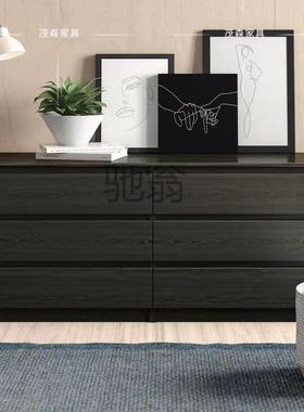 全实木用斗柜家卧室床尾收TZT黑纳五斗柜轻奢斗意式客厅抽屉储物