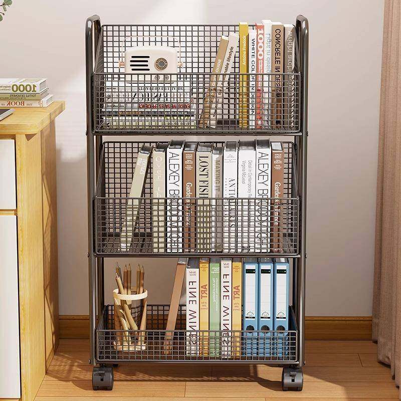 桌旁纳置物架收架艺书架铁带轮可移17140154动落地放办公室学生书