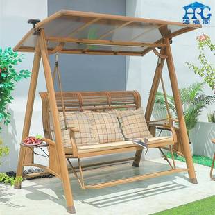 人秋千摇庭椅院花园阳台懒室外防雨太阳能铸ILG铝吊双人椅网红秋