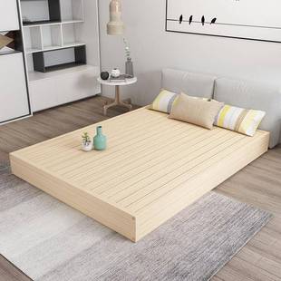 床实木硬板双人床式 排骨架落ERS地铺床日矮贴台地榻榻米床架无床