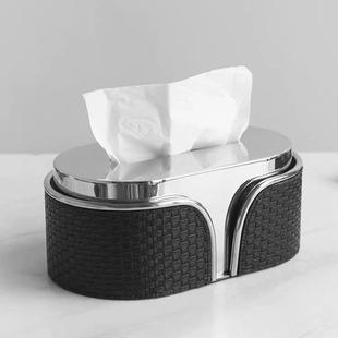 桌现代轻奢不锈皮KVV质抽茶纸盒创意客厅摆件桌面钢餐几装饰品纸