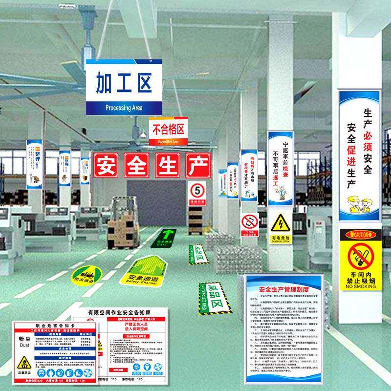 工厂安全6生产标识牌企车间现BCQ场管理5s库s7s8s标语业文化墙贴