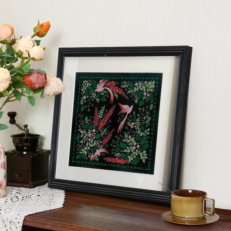 复古中式花瓷玄关绿色花鸟装室饰画中古风YZ202507正方形青卧床头,家居饰品,现代装饰画,淘宝优惠券,粉丝福利购,淘宝优惠卷