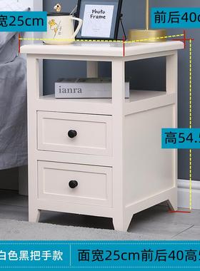 N5实木床头柜桐木现代储物超窄约迷你轻柜奢ICF卧室抽屉床边简柜